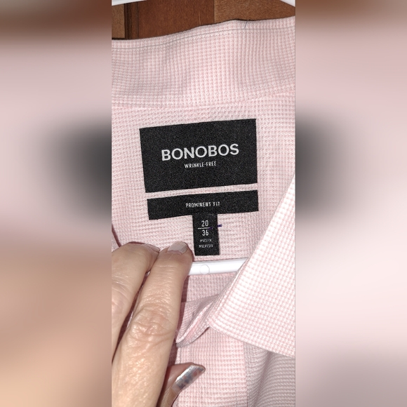 Men's Bonobos Wrinkle Free Prominent Fit 20/36 (2xl) Pink Plaid Button Down... - Picture 1 of 8
